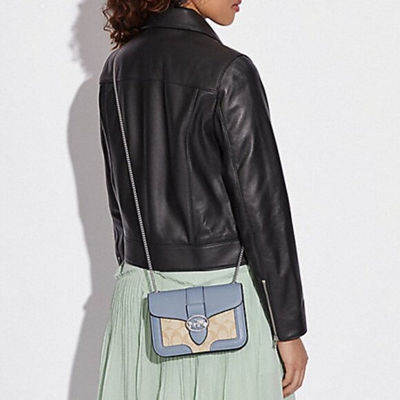 Coach Georgie Crossbody In Signature Canvas Light Khaki / Marble Blue - Picture 4 of 16